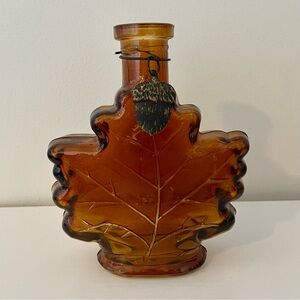Amber Maple Leaf Shaped Glass Bottle Vase